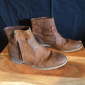 Cognac color leather booties